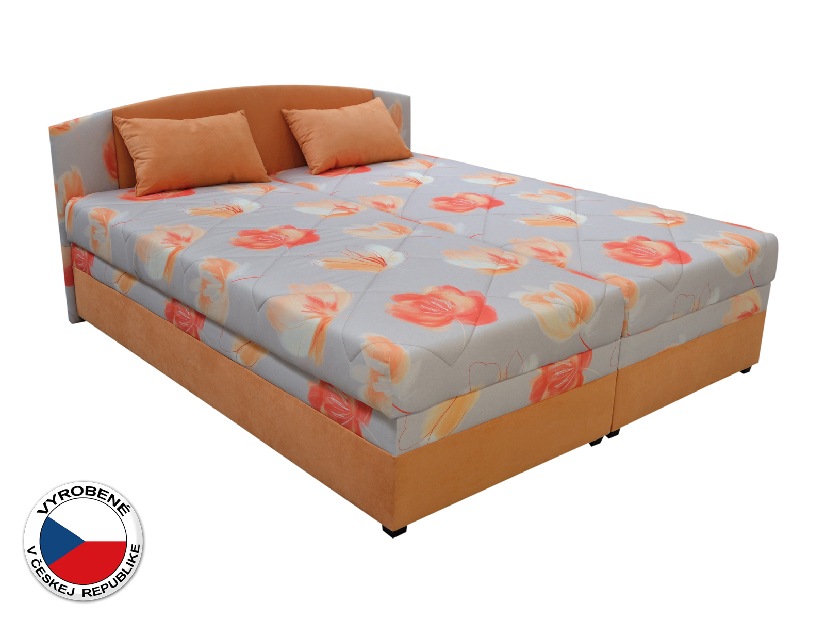 Manželská posteľ 180 cm Blanár Kappa (vzor Sára 1 + oranžová) (s roštom a matracom)