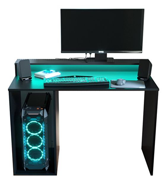 Herný PC stolík Garrick 2 (čierny) (s LED RGB osvetlením)