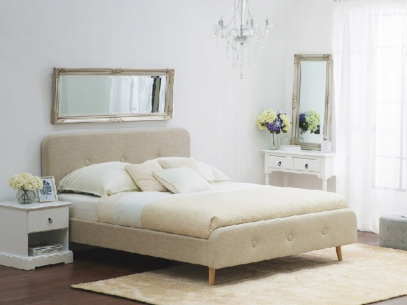 Manželská posteľ 140 cm ROME (s roštom) (béžová)