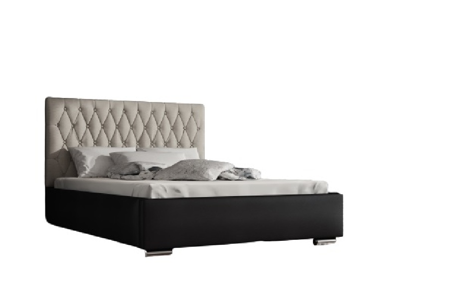Manželská posteľ 180 cm Seaford (krémová + čierna) (s roštom)