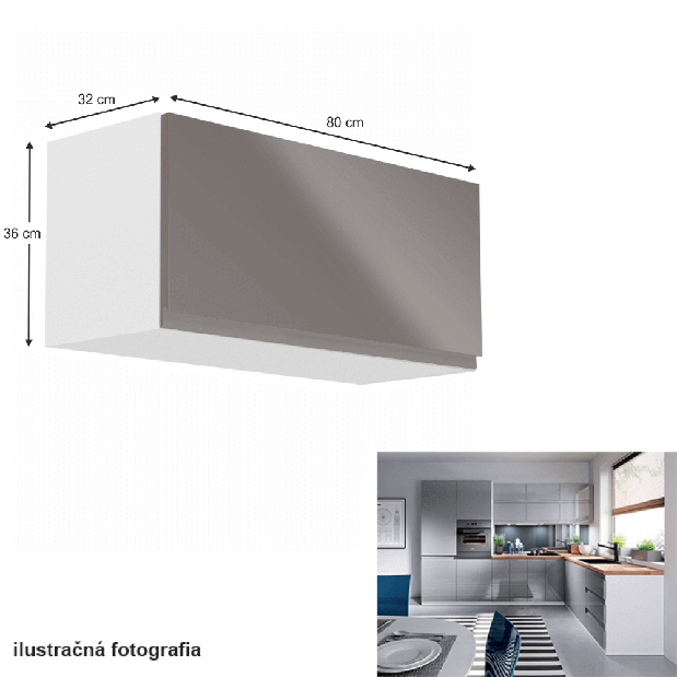 Horná kuchynská skrinka G80K Aurellia (biela + sivý lesk) *výpredaj