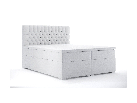 Manželská posteľ Boxspring 180 cm Daliny (biela ekokoža) (s úložným priestorom)