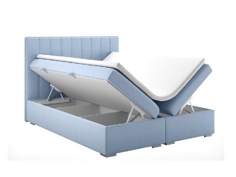 Manželská posteľ Boxspring 160 cm Ranaly (modrá) (s úložným priestorom)