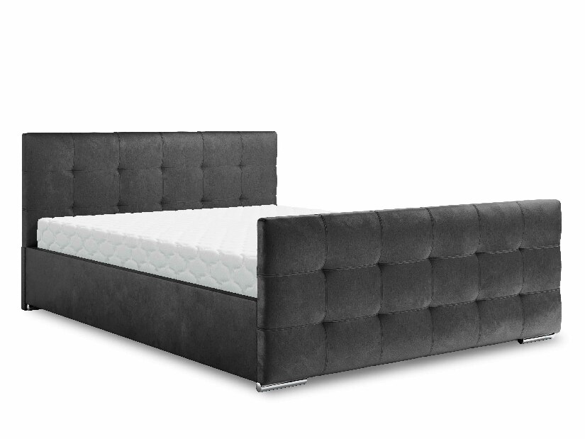 Manželská posteľ 180 cm Billie (tmavosivá) (s roštom a úložným priestorom)