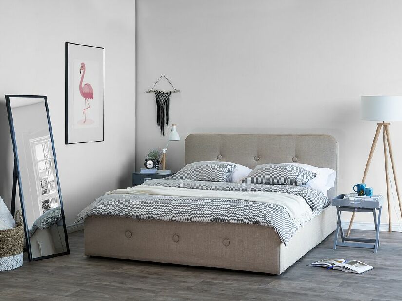 Manželská posteľ 160 cm ROME (s roštom a úl. priestorom) (béžová)