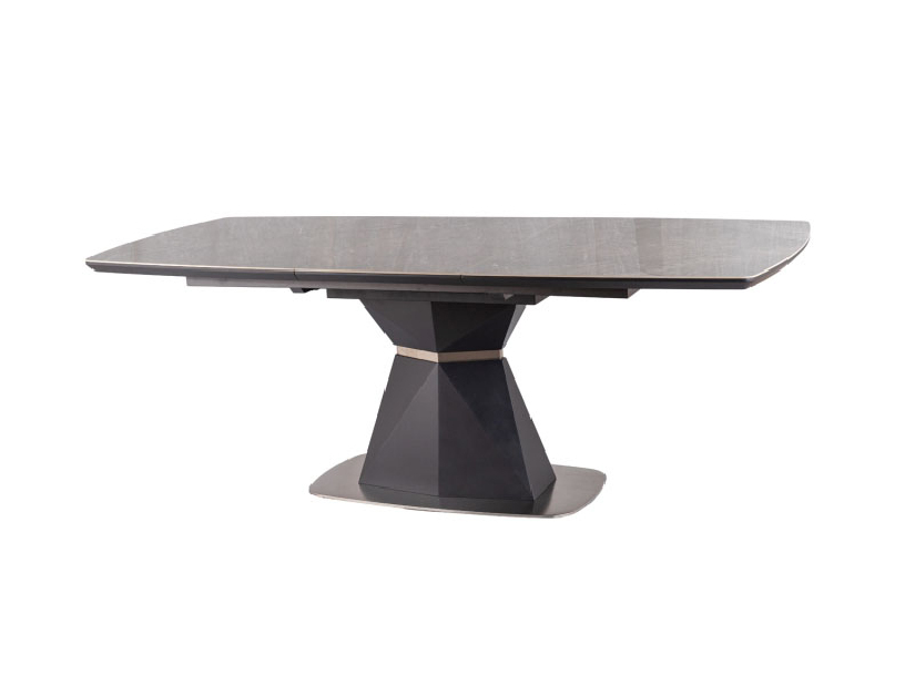 Rozkladací jedálenský stôl 160-210 cm Cecelia (sivá + čierna) (pre 8 a viac osôb)