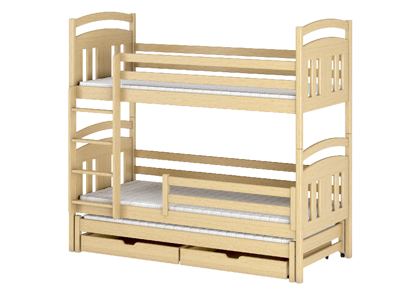 Detská posteľ 90 x 190 cm IVA (s roštom a úl. priestorom) (borovica)