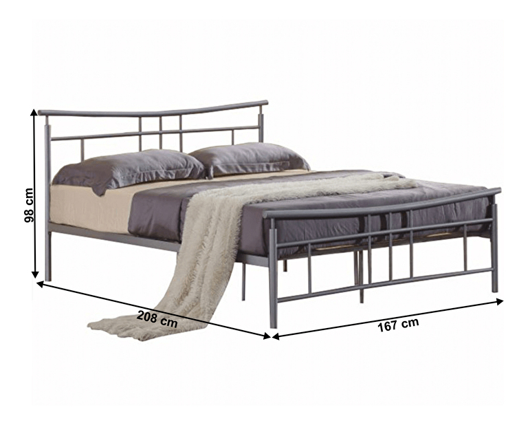 Manželská posteľ 160 cm Daija 160 (matná strieborná)