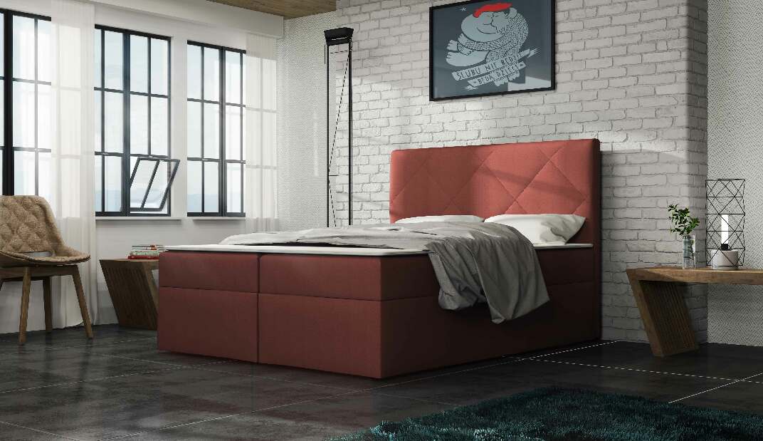 Manželská posteľ 160 cm Octavius (s matracom) (bordová) *výpredaj
