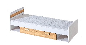 Jednolôžková posteľ 80 cm Lavendon L13 (s roštom) (dub nash + lesk biely)