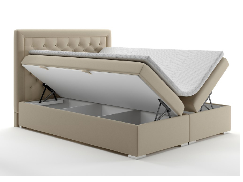 Kontinentálna posteľ 160 cm Gllamy (béžová) (s úložným priestorom)