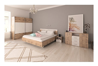 Spálňový komplet (posteľ 160x200 cm) Gaila New (dub wotan + biela)
