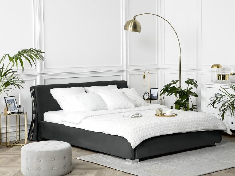 Manželská posteľ 180 cm PARNAS (s roštom) (čierna)