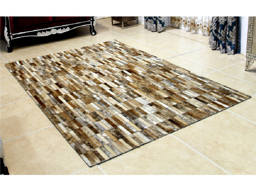 Kožený koberec TYP 05 (69x140 cm)(hovädzia koža + vzor patchwork) *výpredaj
