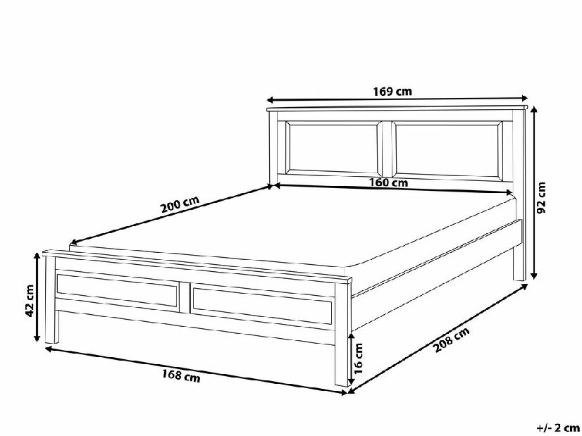 Manželská posteľ 160 cm OLIVE (s roštom) (biela)