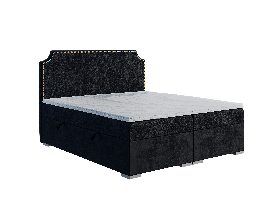 Manželská posteľ Boxspring 140 cm Lupin (čierna) (s matracom a úl. priestorom)