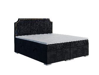 Manželská posteľ Boxspring 160 cm Lupin (čierna) (s matracom a úl. priestorom)
