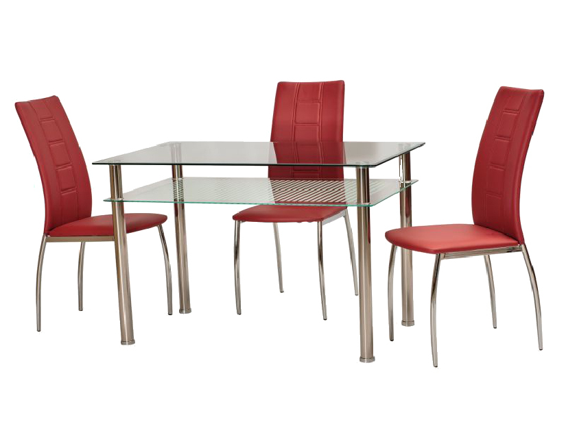 Jedálenský stôl Phylis (pre 4 osoby) (červená + chróm) *výpredaj