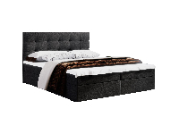 Manželská posteľ  Boxspring 180 cm Fade 2 (čierna) (s matracom a úložným priestorom)