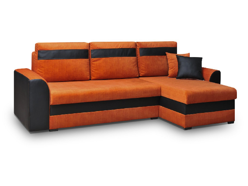 Rohová sedačka Madlyn (oranžová + čierna) (P)