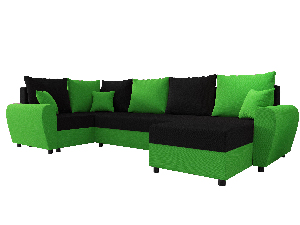Rohová sedacia súprava Fleur Long (zelená + čierna) (L)