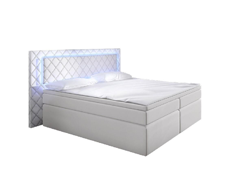 Manželská posteľ Boxspring 160 cm Pius (biela) (s matracmi)