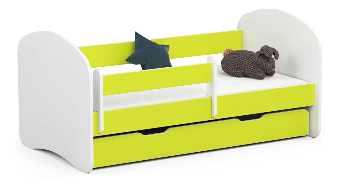 Detská posteľ Pranshi (limetková) (s matracom)