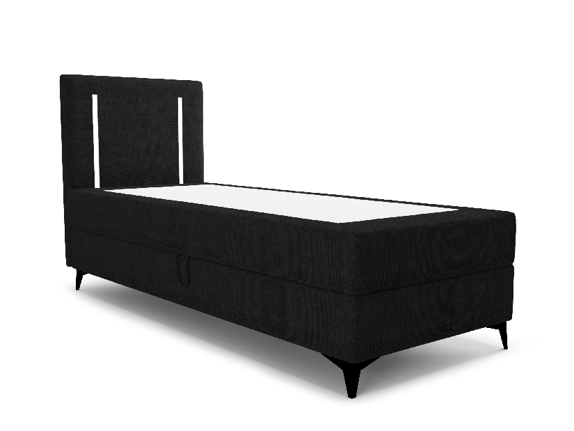 Jednolôžková posteľ 80 cm Ortega Comfort (čierna) (s roštom a matracom, s úl. priestorom) (s LED osvetlením)