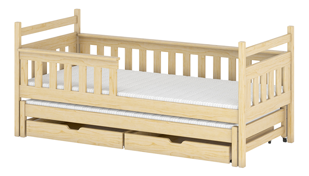 Detská posteľ 90 x 200 cm DORIA (s roštom a úl. priestorom) (borovica)