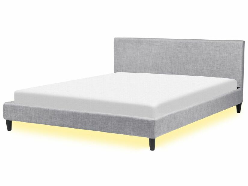 Manželská posteľ 180 cm FUTTI (s roštom a LED osvetlením) (sivá)