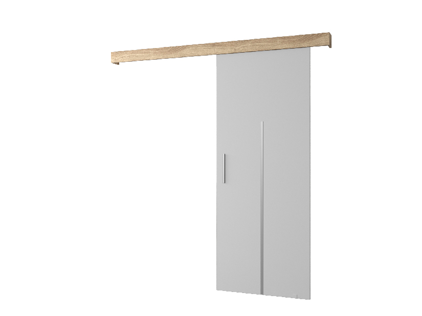 Posuvné dvere 90 cm Sharlene X (biela matná + dub sonoma + strieborná)