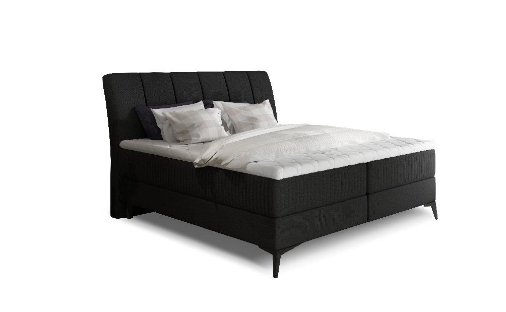 Manželská posteľ Boxspring 160 cm Alberto (čierna) (s matracmi)