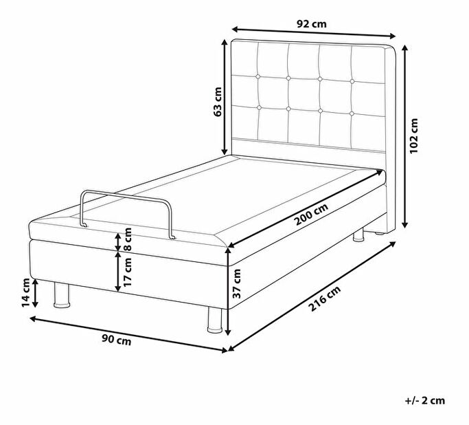 Jednolôžková posteľ 90 cm DUCHE (béžová)