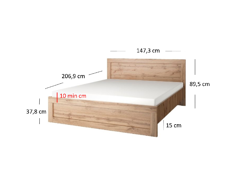 Manželská posteľ 140 cm Mirella (dub wotan) (s roštom)