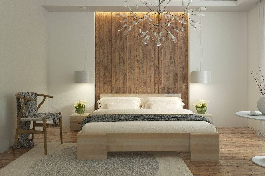 Manželská posteľ 160 cm Naturlig Blomst High (buk) (s roštom)