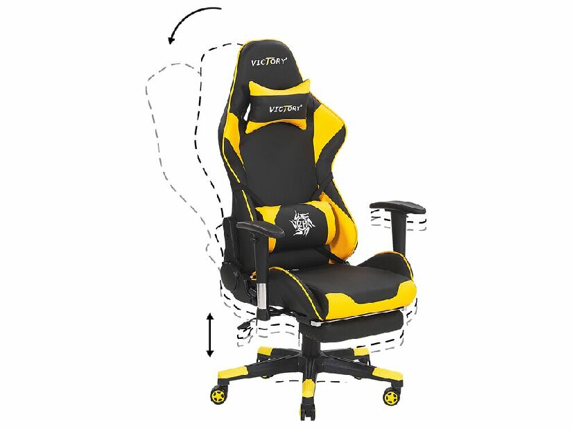 Kancelárska stolička VITTORE (syntetická koža) (čierna + žltá)