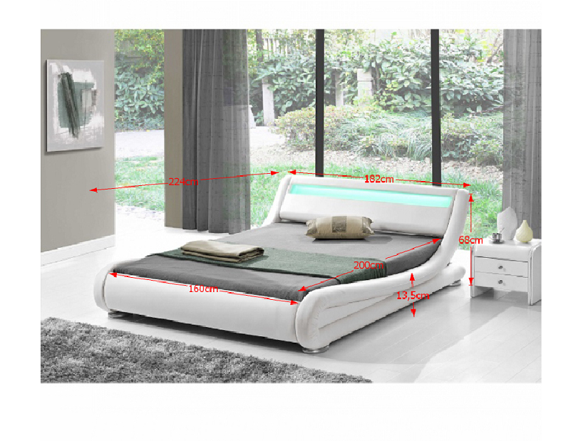 Manželská posteľ 160 cm Filida (s roštom a LED) *výpredaj