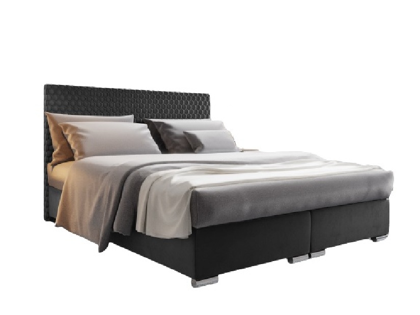 Kontinentálna posteľ 180 cm Harlan Comfort (tmavosivá) (s roštom, matracom a úl. priestorom)