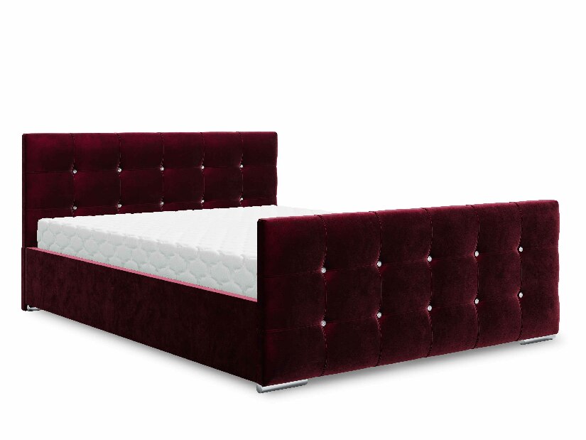 Manželská posteľ 160 cm Darrin (bordová) (s roštom a úložným priestorom)