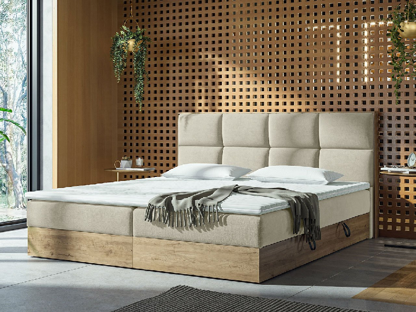 Kontinentálna posteľ 160 cm Mirjan Bolondra (zlatý remeselný dub + soro 21)