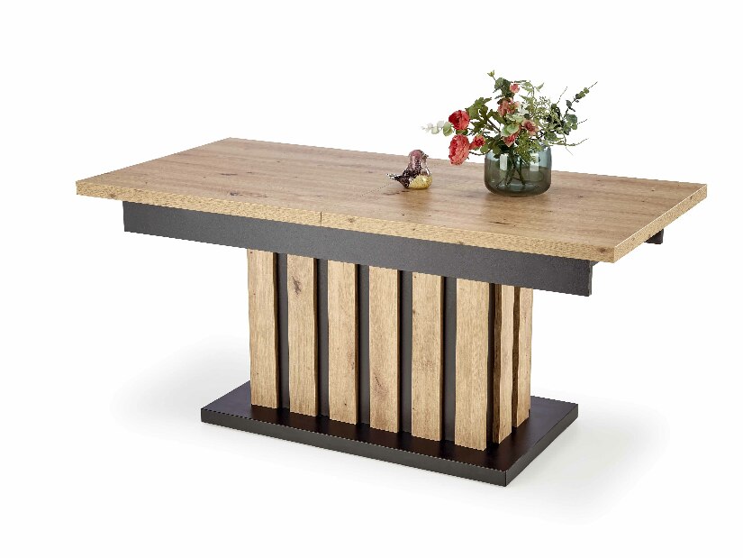 Konferenčný stolík Bollea (prirodné drevo + čierna)