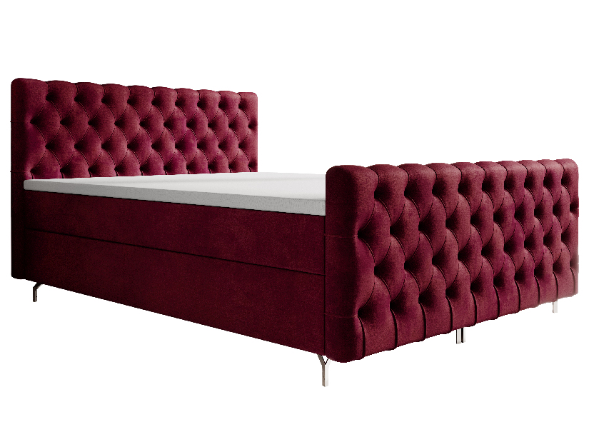 Manželská posteľ 180 cm Clinton Comfort (bordová) (s roštom, s úl. priestorom)