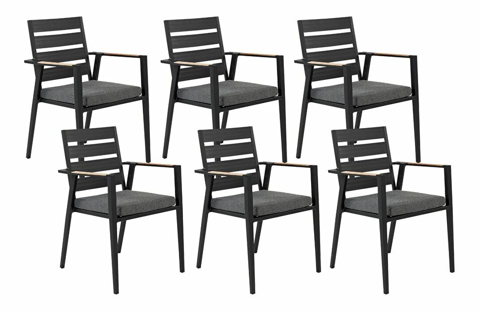 Set 6 ks záhradných stoličiek Thierry (čierna) 