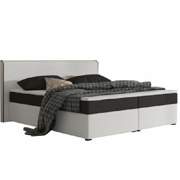 Manželská posteľ Boxspring 180 cm Namakyra Megakomfort Visco (biela + čierna) (s matracom a roštom)