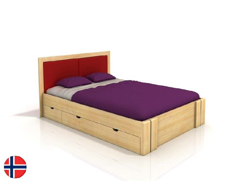 Manželská posteľ 200 cm Naturlig Manglerud High Drawers (borovica)