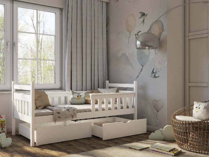 Detská posteľ 80 x 180 cm Emelda (s roštom a úl. priestorom) (biela)