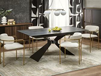 Jedálenský stôl Manuello (čierny mramor + čierna) (pre 4 osoby)