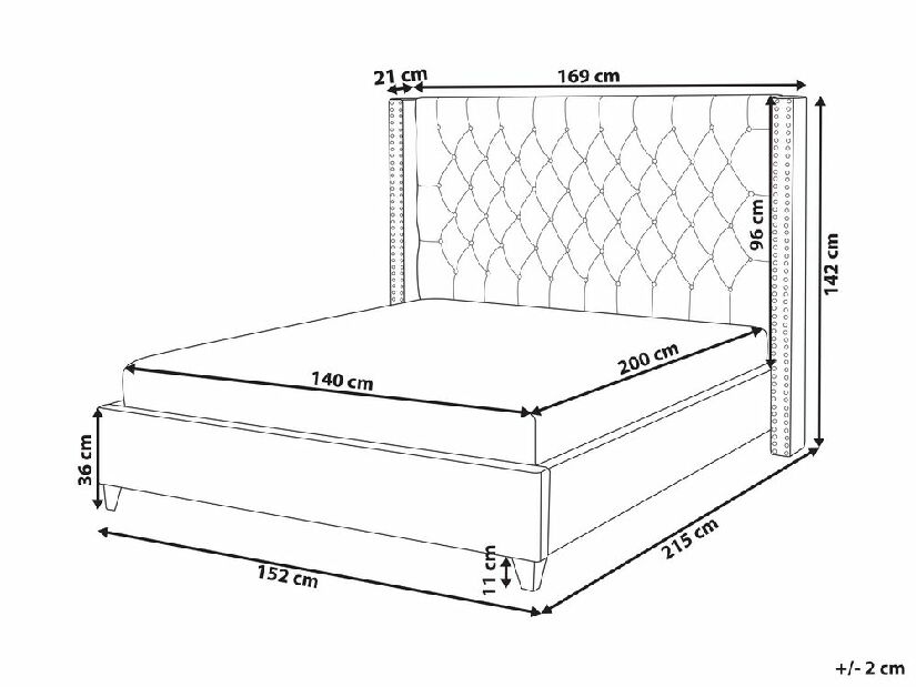Manželská posteľ 140 cm Lubbka (biela) (s roštom)