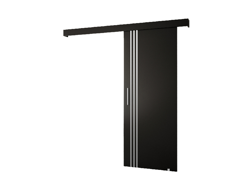 Posuvné dvere 90 cm Sharlene VI (čierna matná + čierna matná + strieborná)