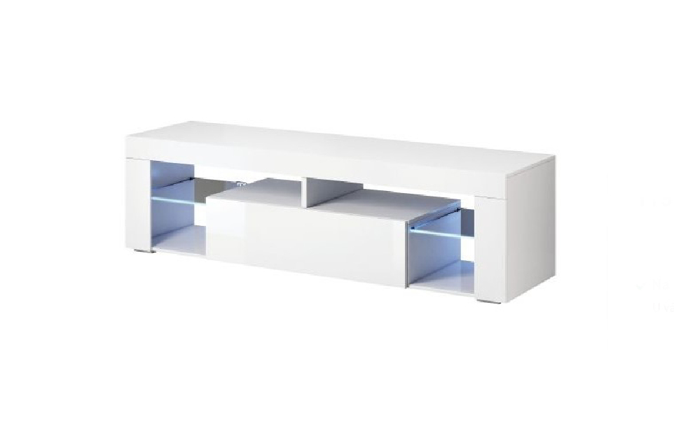 TV stolík/skrinka Everest (biely lesk + biela matná)